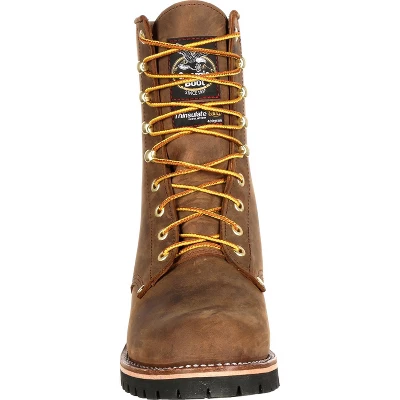Men's Brown Georgia Boot Steel Toe Waterproof 400G Insulated Logger Work Boot Size 10(Wide) 2 Men's Brown Georgia Boot Steel Toe Waterproof 400G Insulated Logger Work Boot Size 10(Wide) - Image 2
