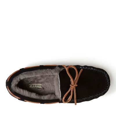 Fireside By Dearfoams Men's Victor Genuine Shearling Moccasin With Tie 1 Fireside By Dearfoams Men's Victor Genuine Shearling Moccasin With Tie