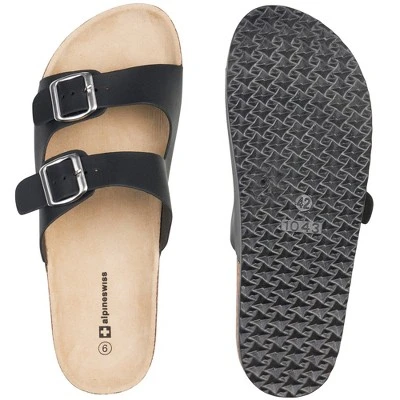 Alpine Swiss Mens Double Strap Casual Slides Flat Sandals 2 Alpine Swiss Mens Double Strap Casual Slides Flat Sandals - Image 2