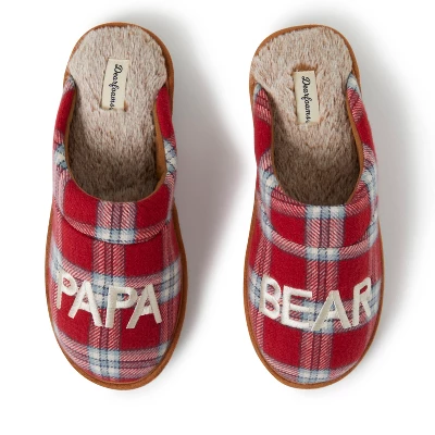 Dearfoams Men's Papa Bear Red Plaid Scuff Slippers 5 Dearfoams Men's Papa Bear Red Plaid Scuff Slippers - Image 5