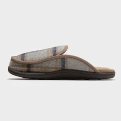 Dluxe By Dearfoams Men's Plaid Moc Toe Scuff Slide Slippers - Gray