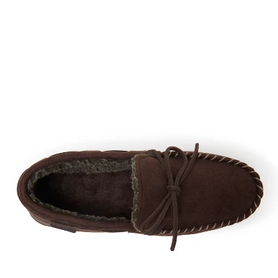 Dearfoams Men's Toby Microsuede Moccasin Slippers With Tie 3 Dearfoams Men's Toby Microsuede Moccasin Slippers With Tie - Image 3