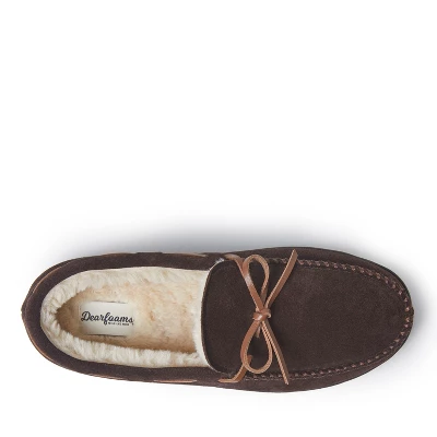 Dearfoams Men's Hudson Genuine Suede Moccasin With Tie 2 Dearfoams Men's Hudson Genuine Suede Moccasin With Tie - Image 2