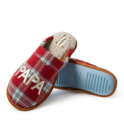 Dearfoams Men's Papa Bear Red Plaid Scuff Slippers 1 Dearfoams Men's Papa Bear Red Plaid Scuff Slippers