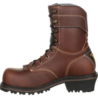 Men's Brown Georgia Boot AMP LT Logger Composite Toe Waterproof Work Boot Size 10(Wide) 4 Men's Brown Georgia Boot AMP LT Logger Composite Toe Waterproof Work Boot Size 10(Wide) - Image 4
